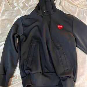 Comme des Garcons PLAY Black Hoodie with Red Emblem